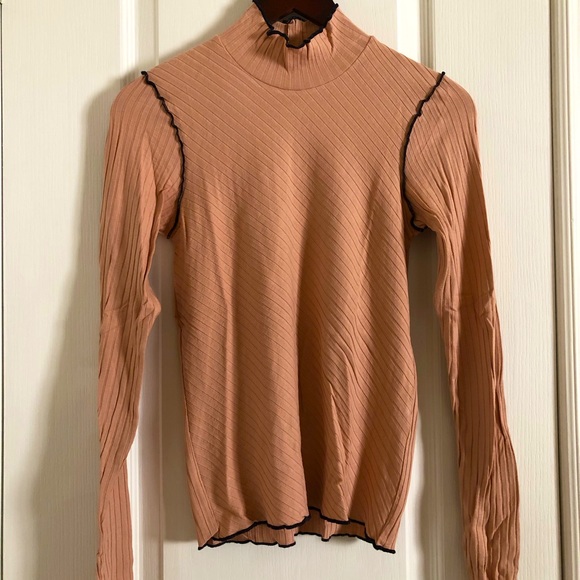 Zara Blush pink turtle neck top with black details - Picture 1 of 4